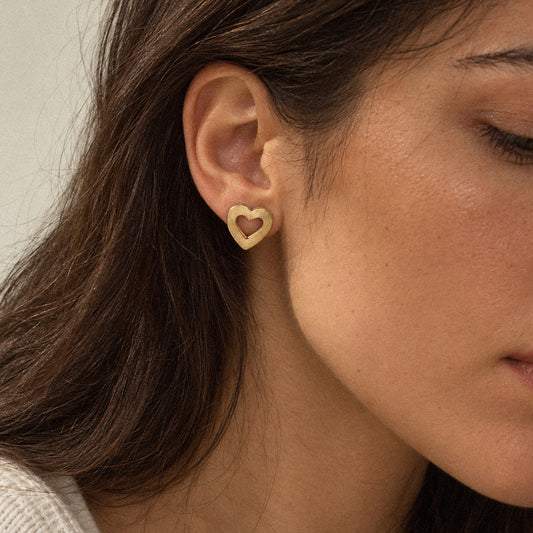 Offene Herz-Ohrstecker 17 mm aus 750er Gold – Ansicht 2