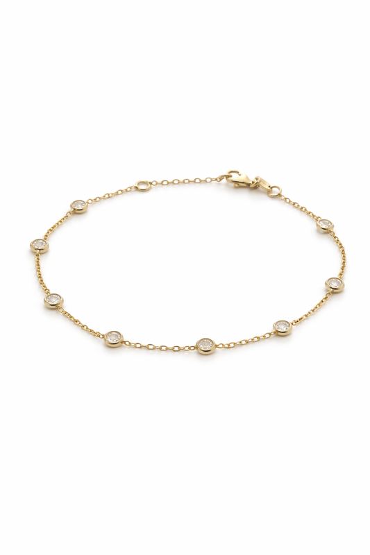 750 Gold Armband mit Zirkonia – Feines Armband aus 18K Gelbgold (18 cm)