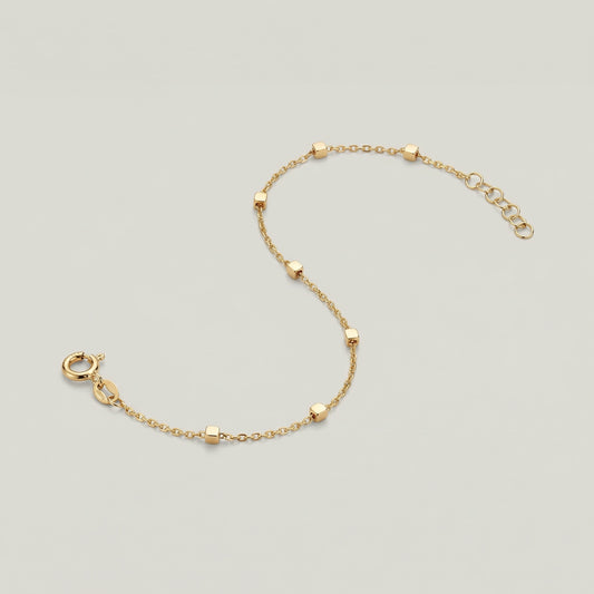 750 Gold Armband mit Würfeln – 18K Gelbgold Armband fein & minimalistisch (19,5 cm)
