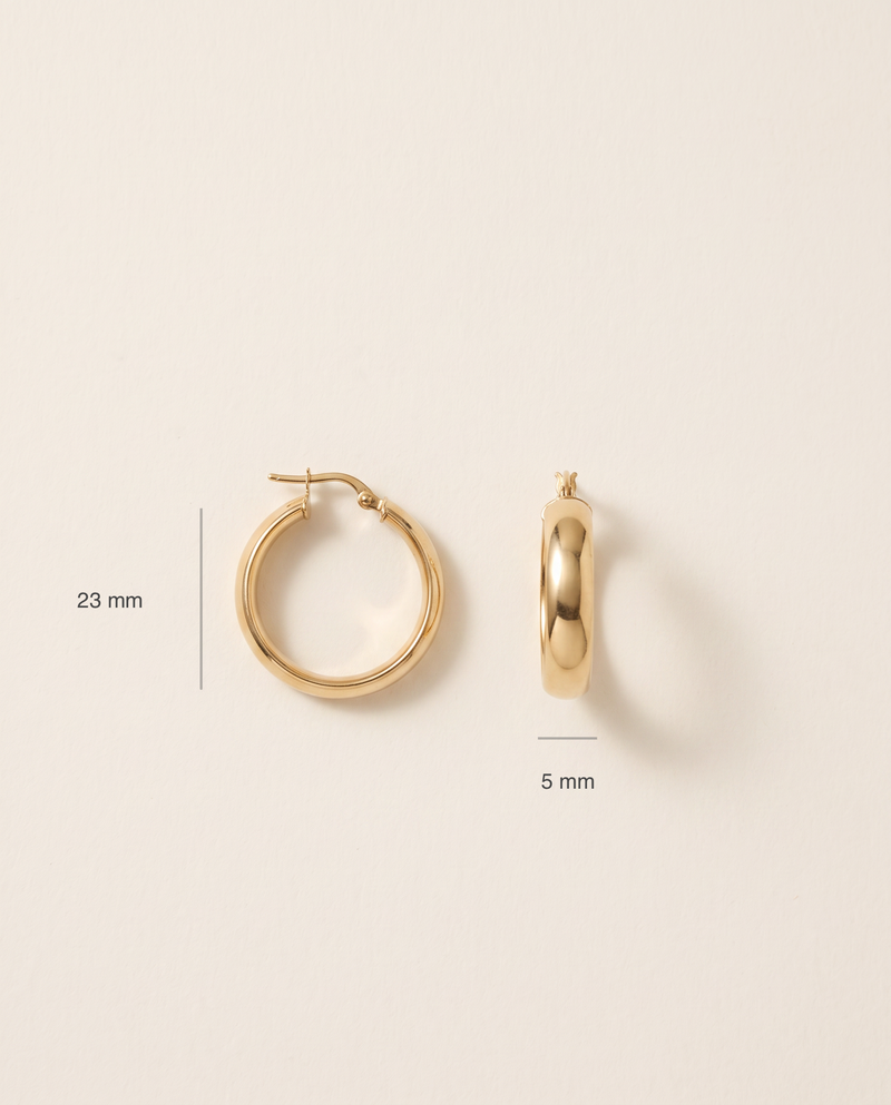 Klassische Creolen 23 mm aus 750er Gold, 5 mm breit – Ansicht 3