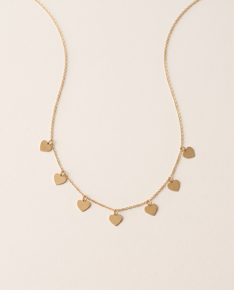 Halskette mit 7 Herzen aus 750er Gold, 44,5 cm – Ansicht 3