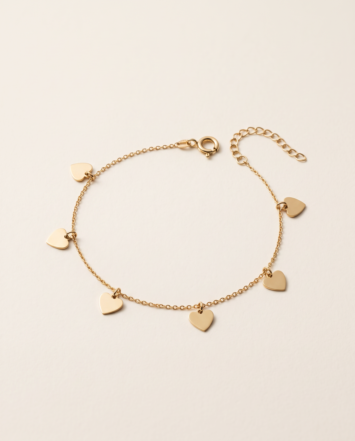 Herzarmband mit 6 Herzen aus 750er Gold, 18 cm – Ansicht 3