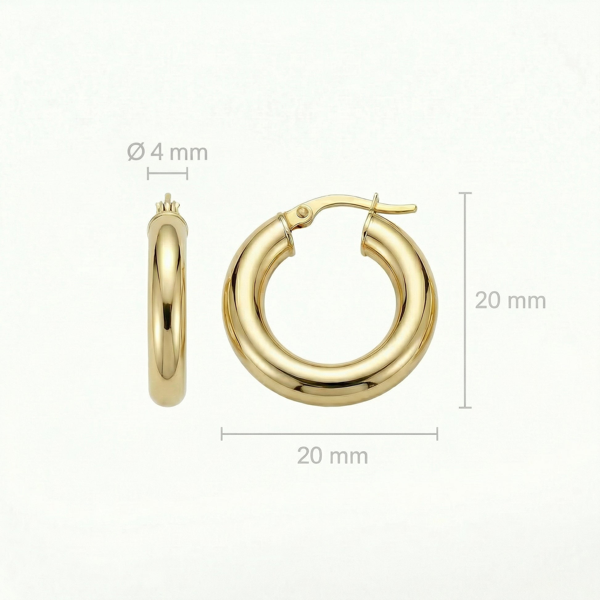 18K (750) Gold Creolen Damen 20 mm – Klassische Ohrringe | PAEEZE