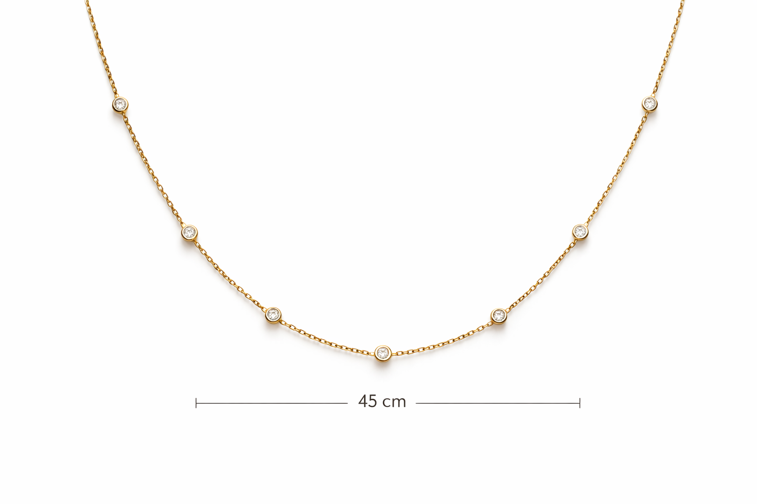 18K (750) Gold Halskette mit Zirkonia Damen – Feine Kette 45 cm | PAEEZE
