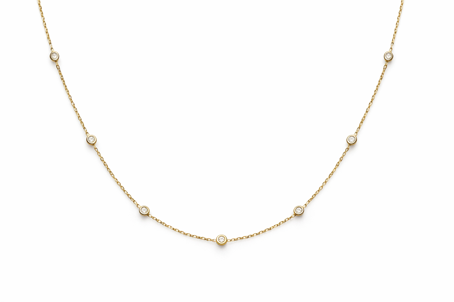 18K (750) Gold Halskette mit Zirkonia Damen – Feine Kette 45 cm | PAEEZE