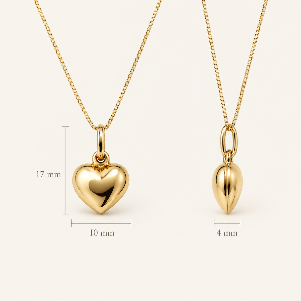 Herzkette aus 750er Gold – Herz-Anhänger 15 mm – Ansicht 3