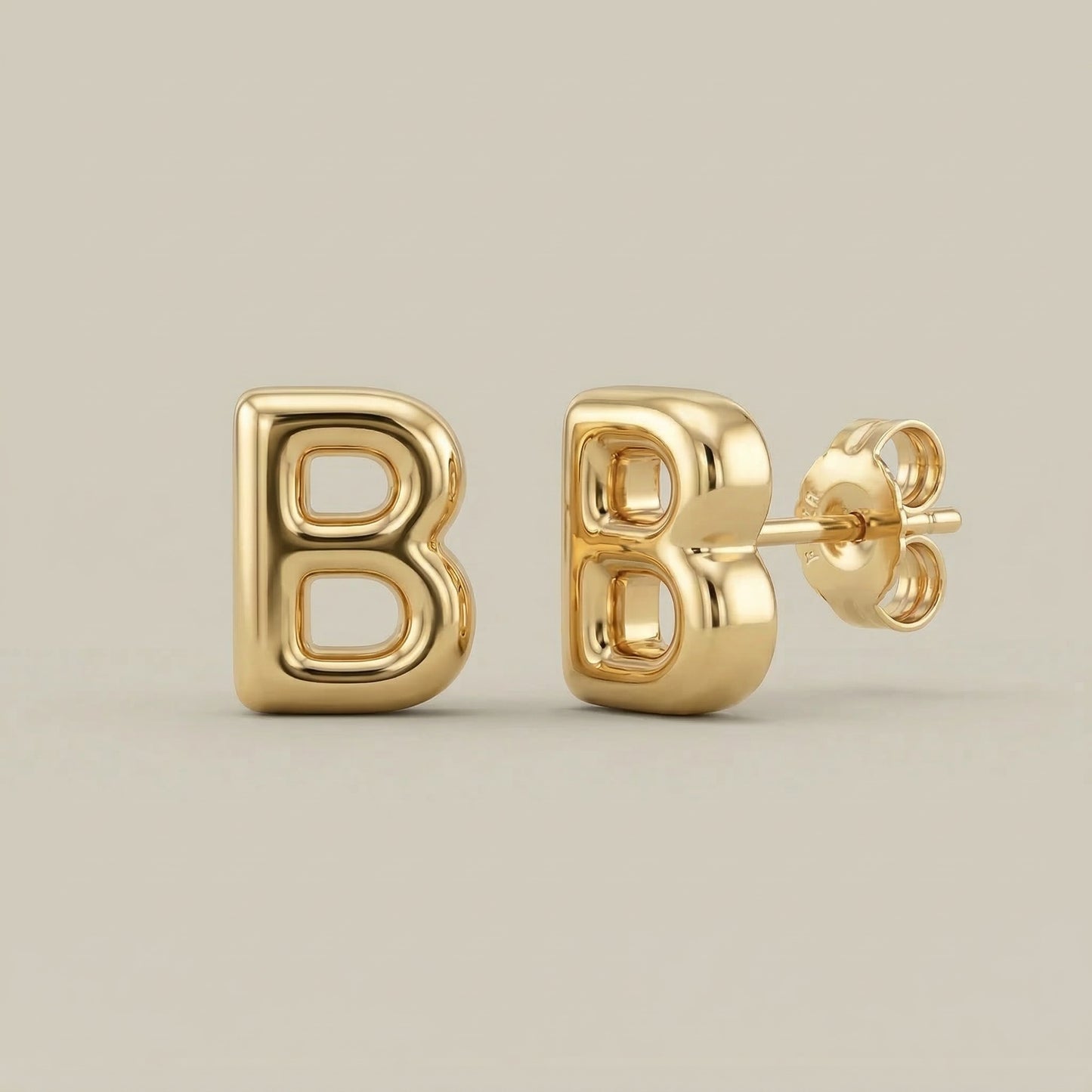 18K (750) Gold Initial Ohrstecker B Damen – Buchstaben Ohrringe | PAEEZE