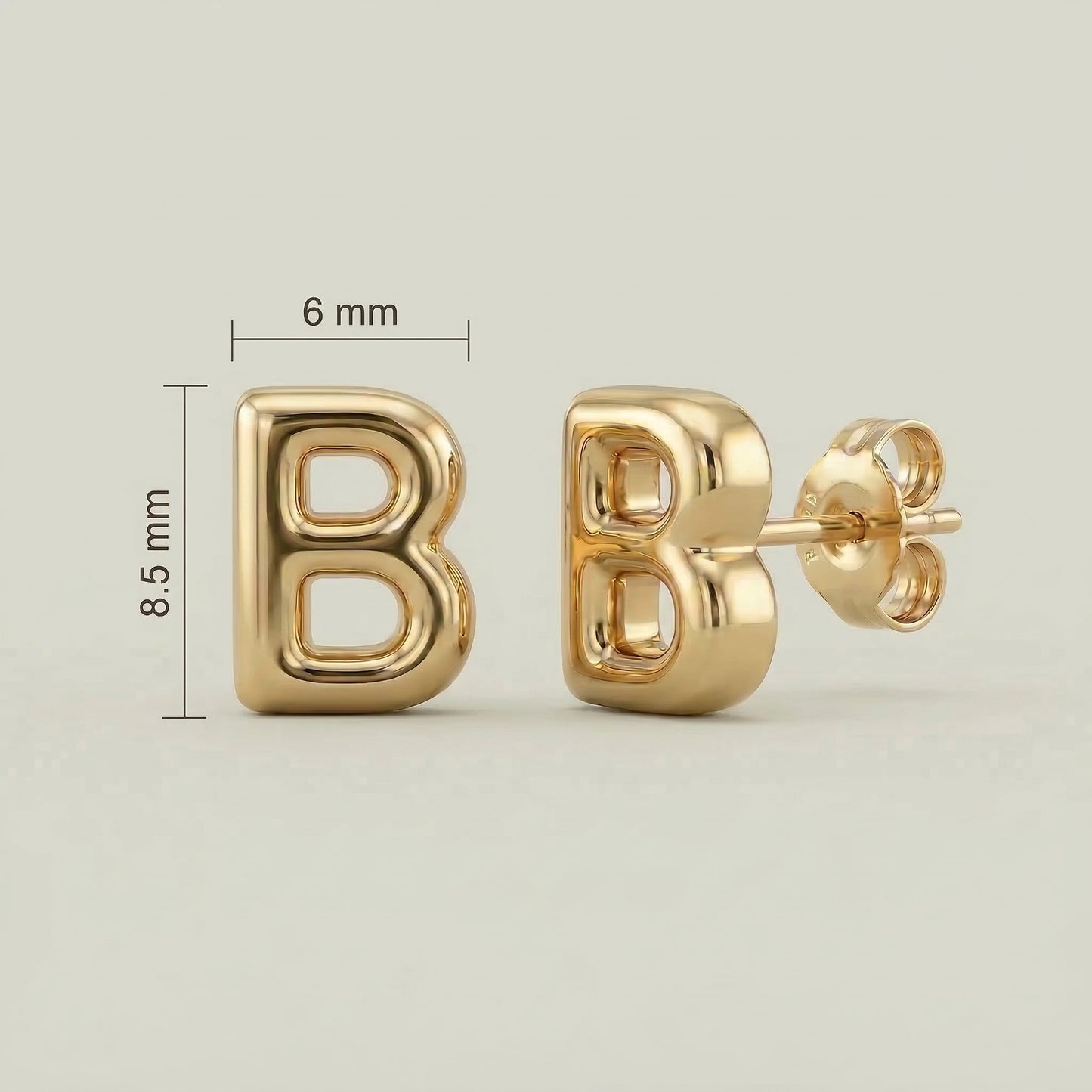 18K (750) Gold Initial Ohrstecker B Damen – Buchstaben Ohrringe | PAEEZE