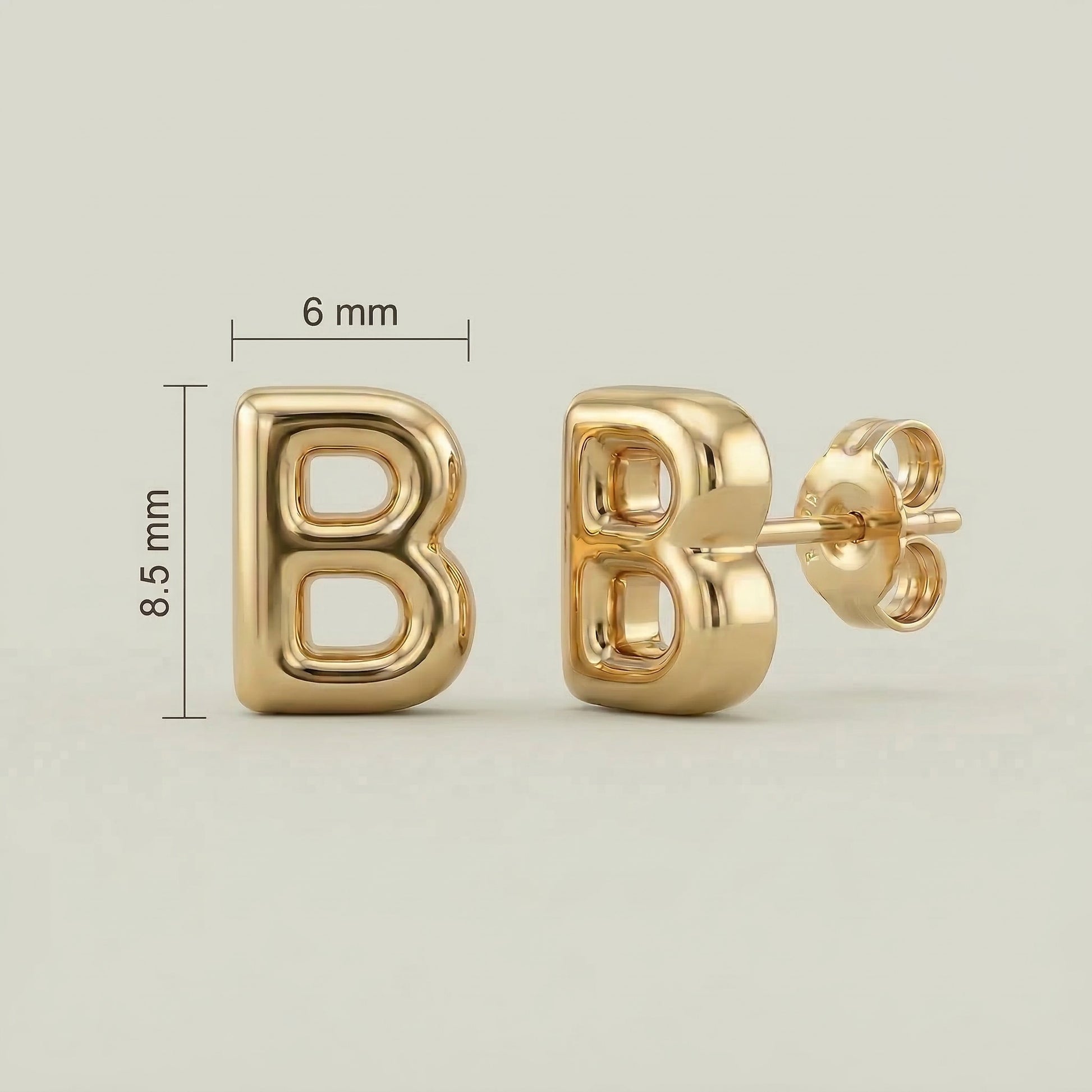 18K (750) Gold Initial Ohrstecker B Damen – Buchstaben Ohrringe | PAEEZE