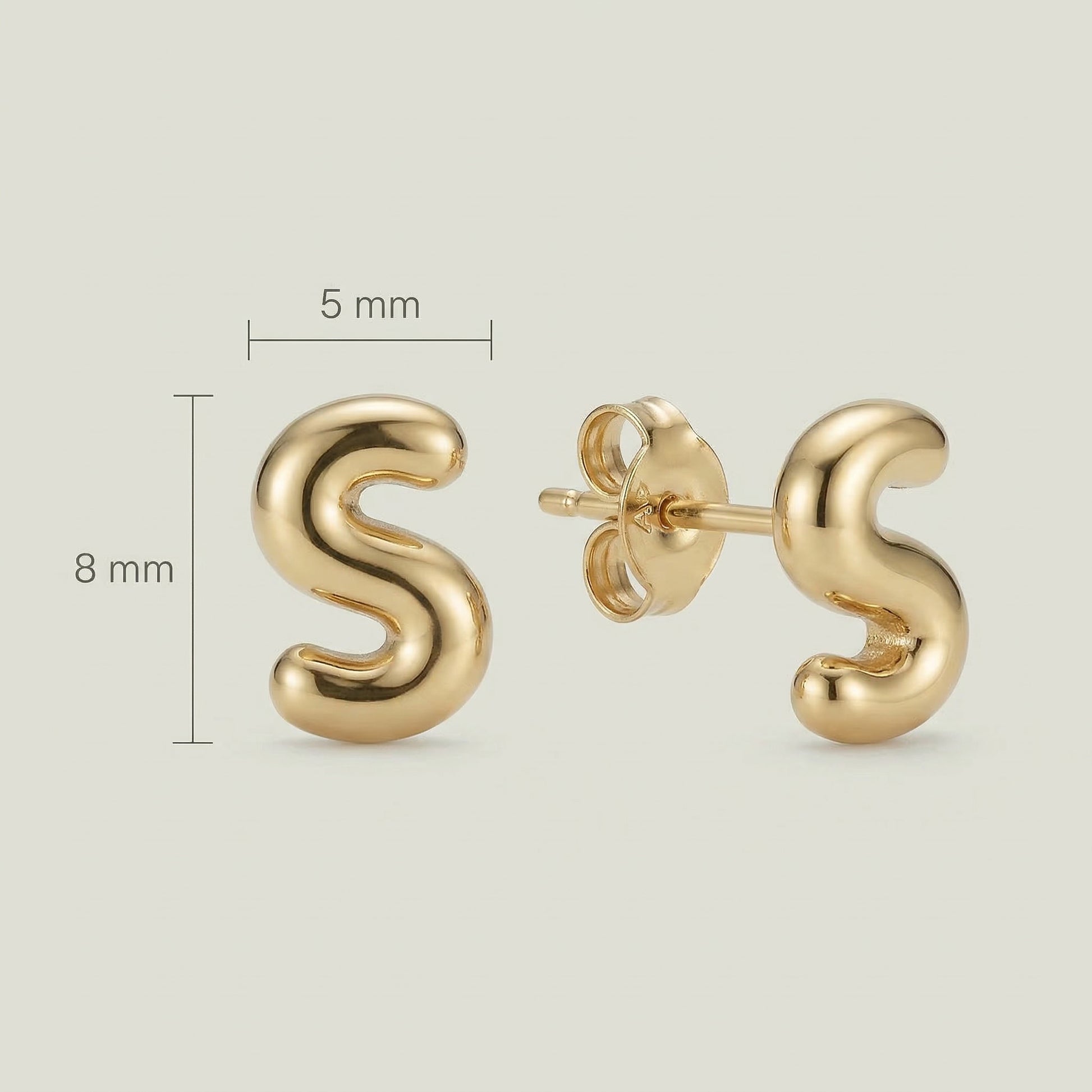 18K (750) Gold Initial Ohrstecker S Damen – Buchstaben Ohrringe | PAEEZE 