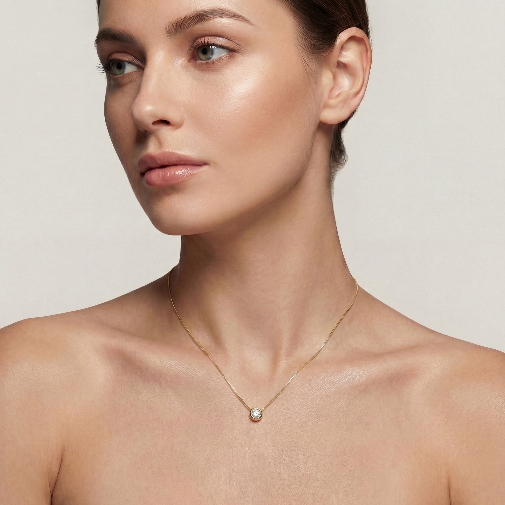 18K (750) Gold Kette mit Zirkonia Anhänger Damen 6 mm – Zeitlos | PAEEZE