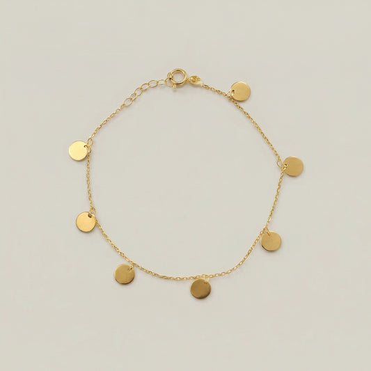 18K (750) Gold Münzarmband Damen – Feines Armband mit Anhängern | Made in Italy | PAEEZE