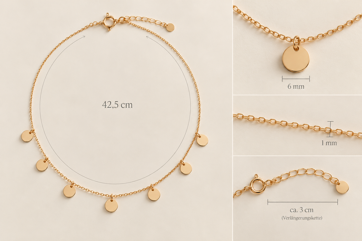 Münzkette mit Anhängern aus 750er Gold, 42,5 cm – Ansicht 4