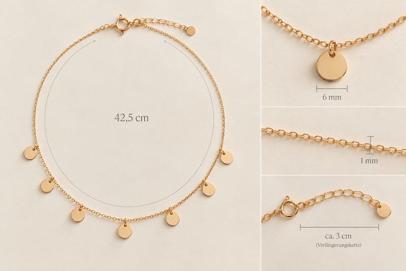 Münzkette mit Anhängern aus 750er Gold, 42,5 cm – Ansicht 4