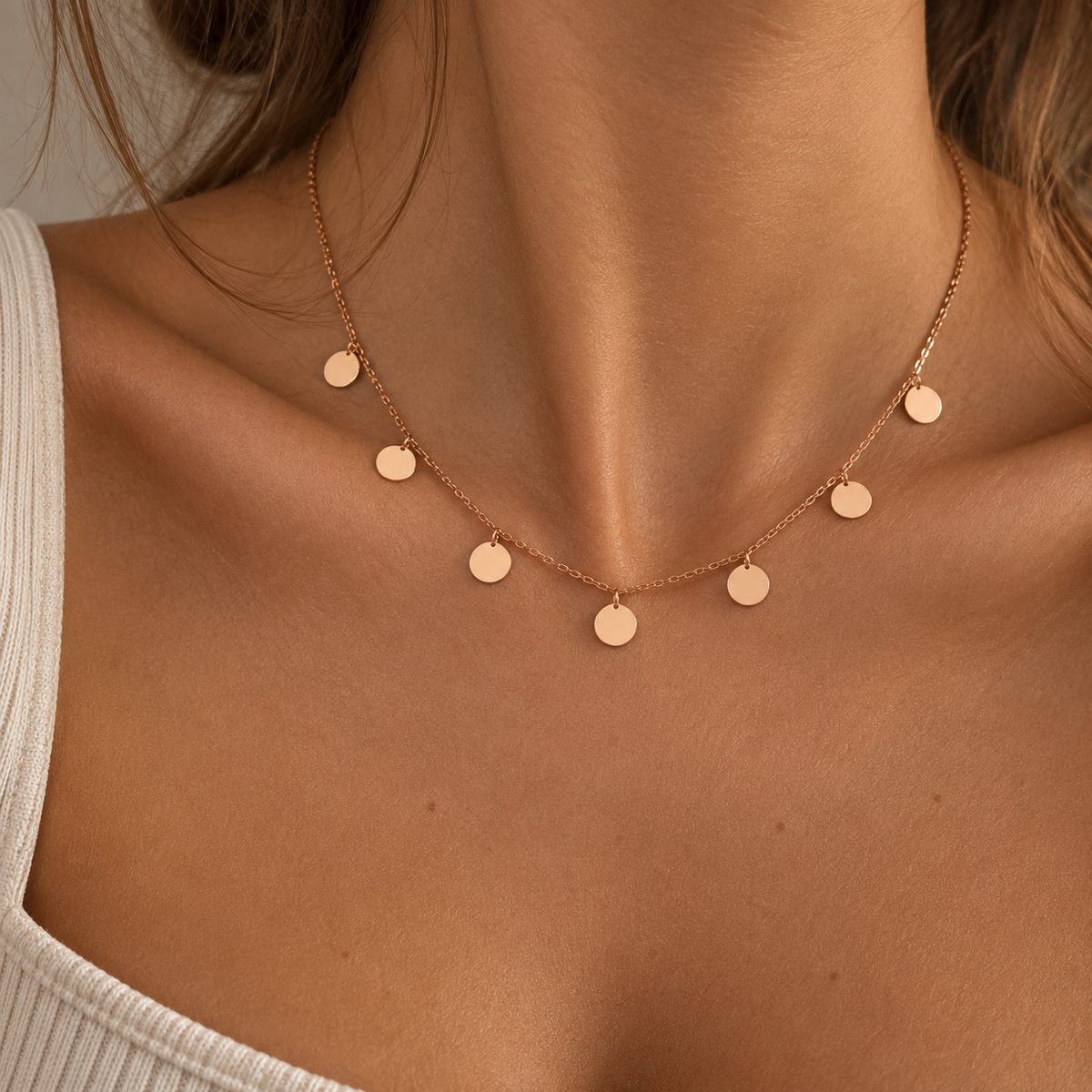 Münzkette mit Anhängern aus 750er Gold, 42,5 cm – Ansicht 2