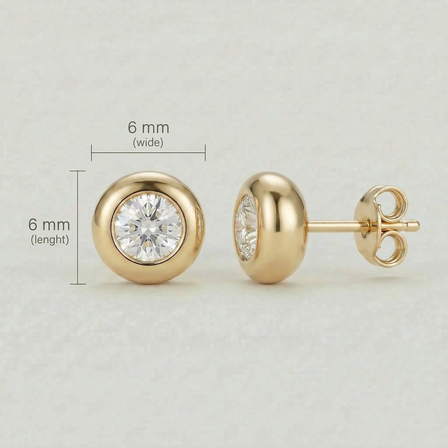 18K (750) Gold Ohrstecker mit Zirkonia Damen 6 mm – Klassisch | PAEEZE