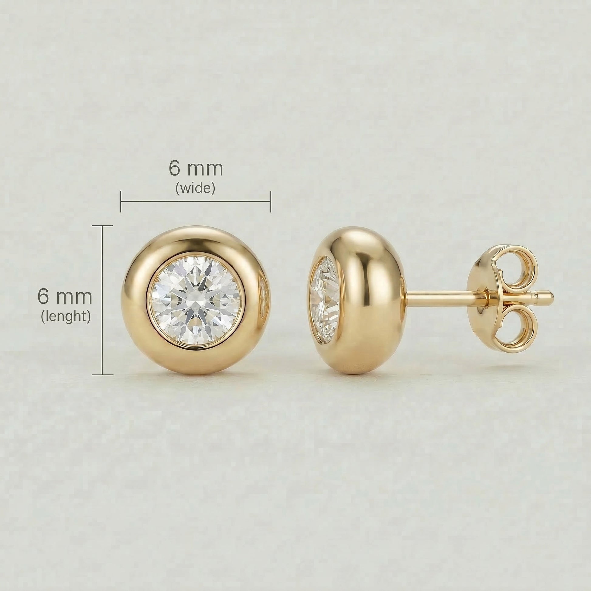 18K (750) Gold Ohrstecker mit Zirkonia Damen 6 mm – Klassisch | PAEEZE