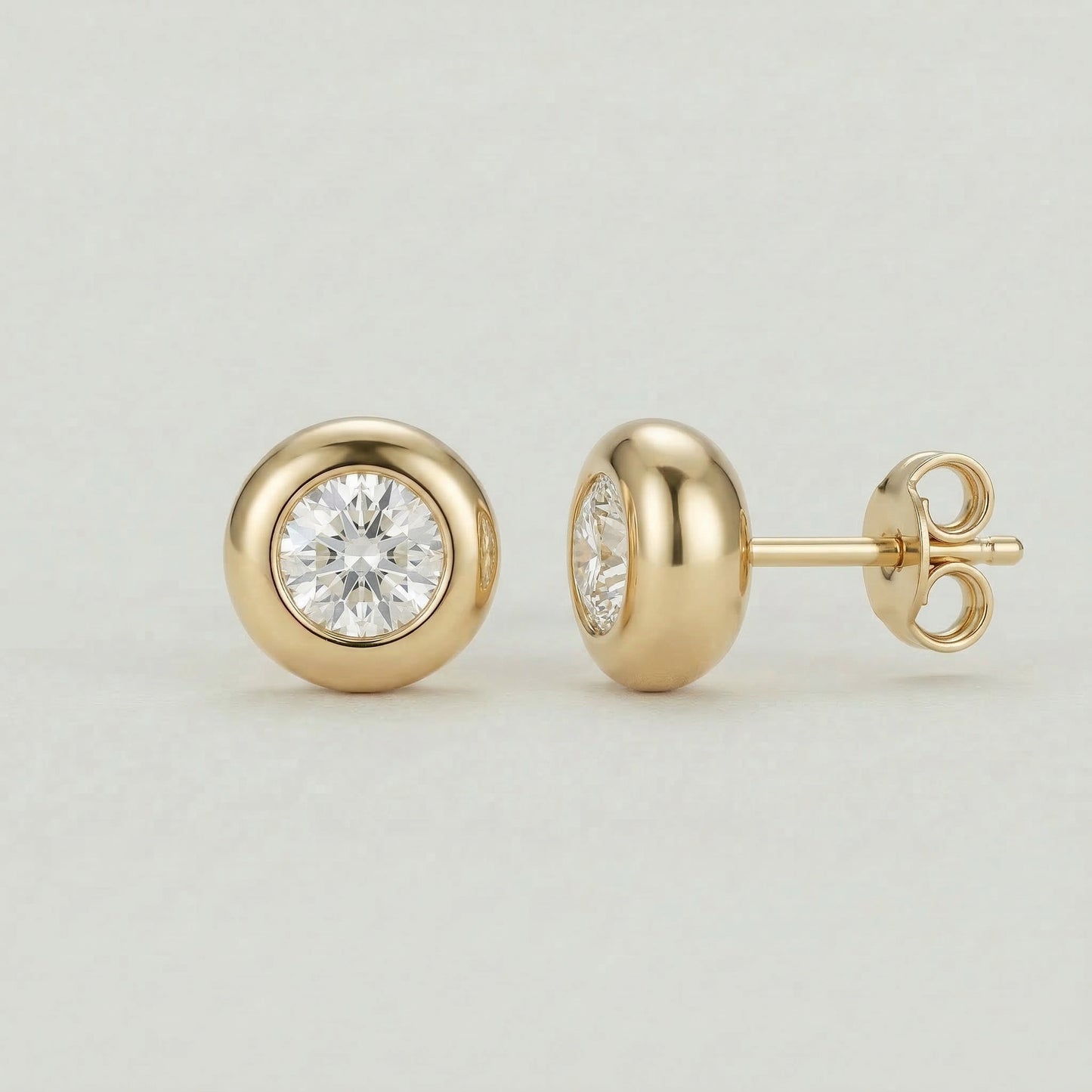 18K (750) Gold Ohrstecker mit Zirkonia Damen 6 mm – Klassisch | PAEEZE