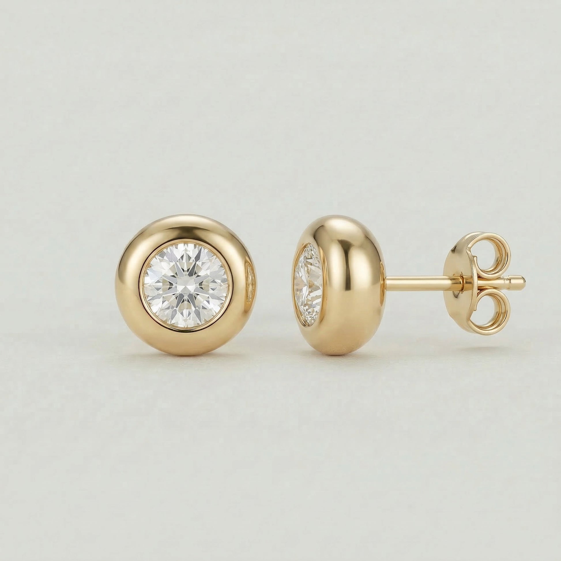 18K (750) Gold Ohrstecker mit Zirkonia Damen 6 mm – Klassisch | PAEEZE