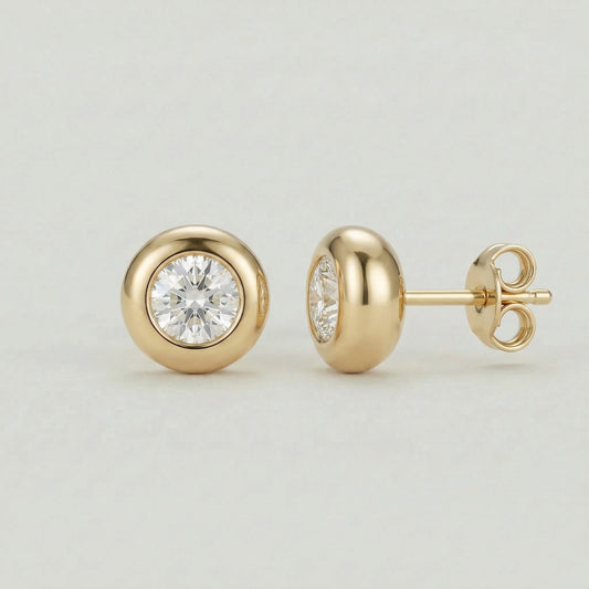 18K (750) Gold Ohrstecker mit Zirkonia Damen 6 mm – Klassisch | PAEEZE