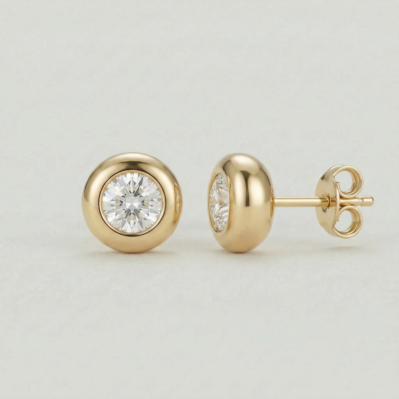 Zirkonia-Ohrstecker 6 mm aus 750er Gold – Ansicht 2