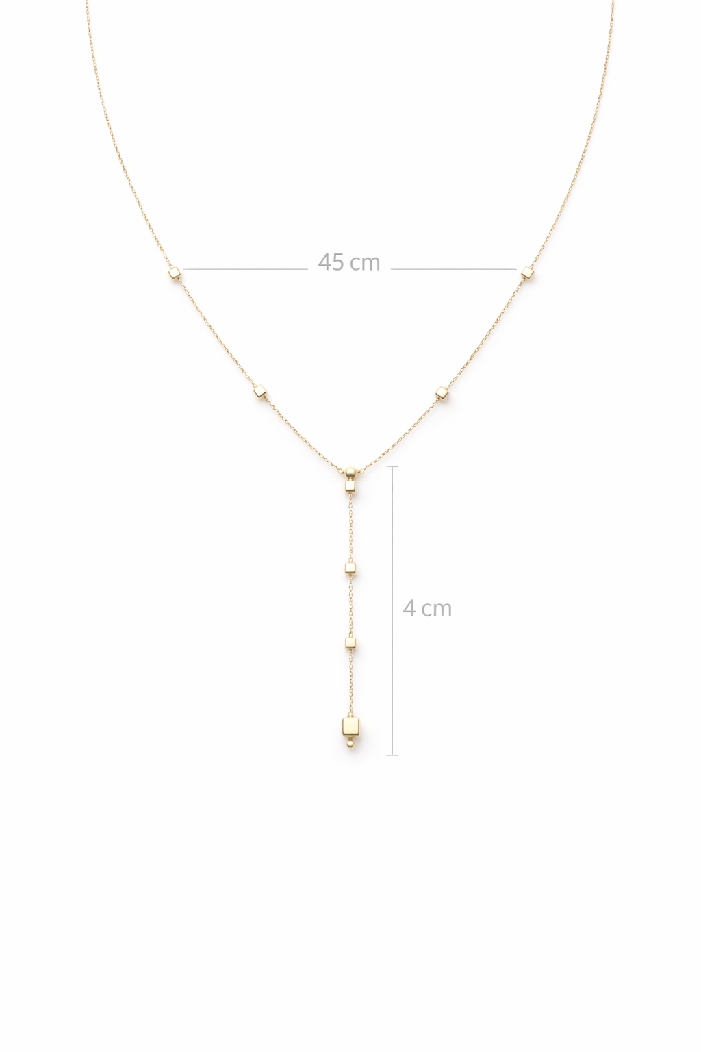 18K (750) Gold Y-Kette Damen mit Würfeln – Lariat Halskette 45 cm | PAEEZE