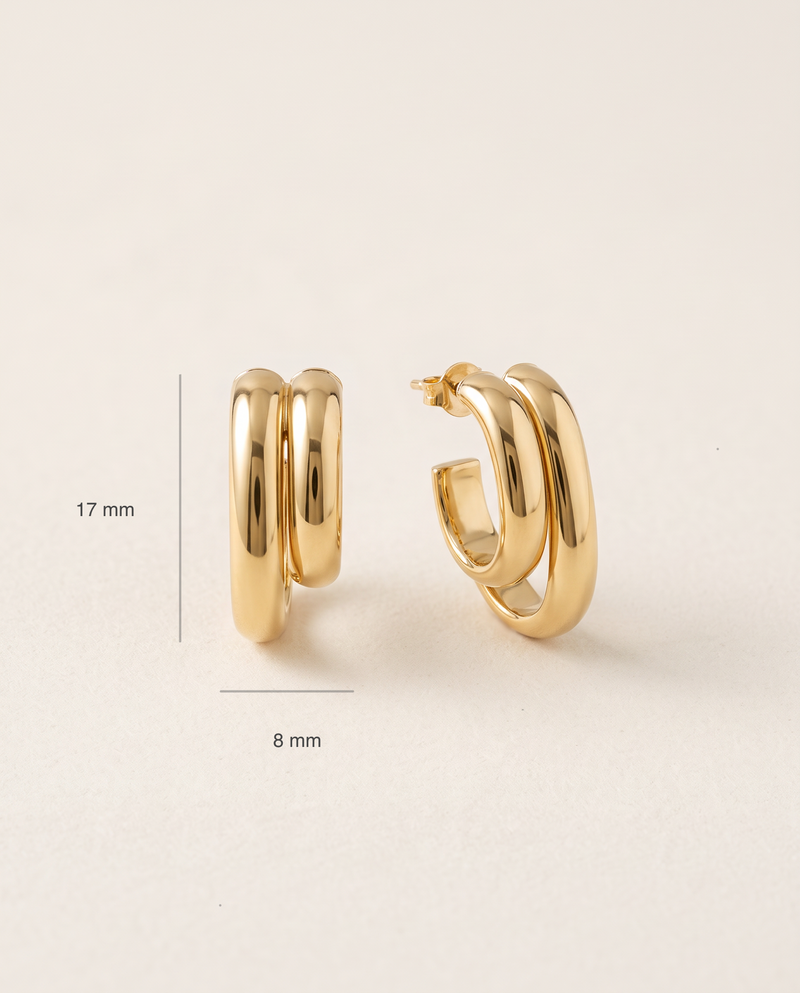Doppel-Creolen 17 mm aus 750er Gold – Ansicht 4
