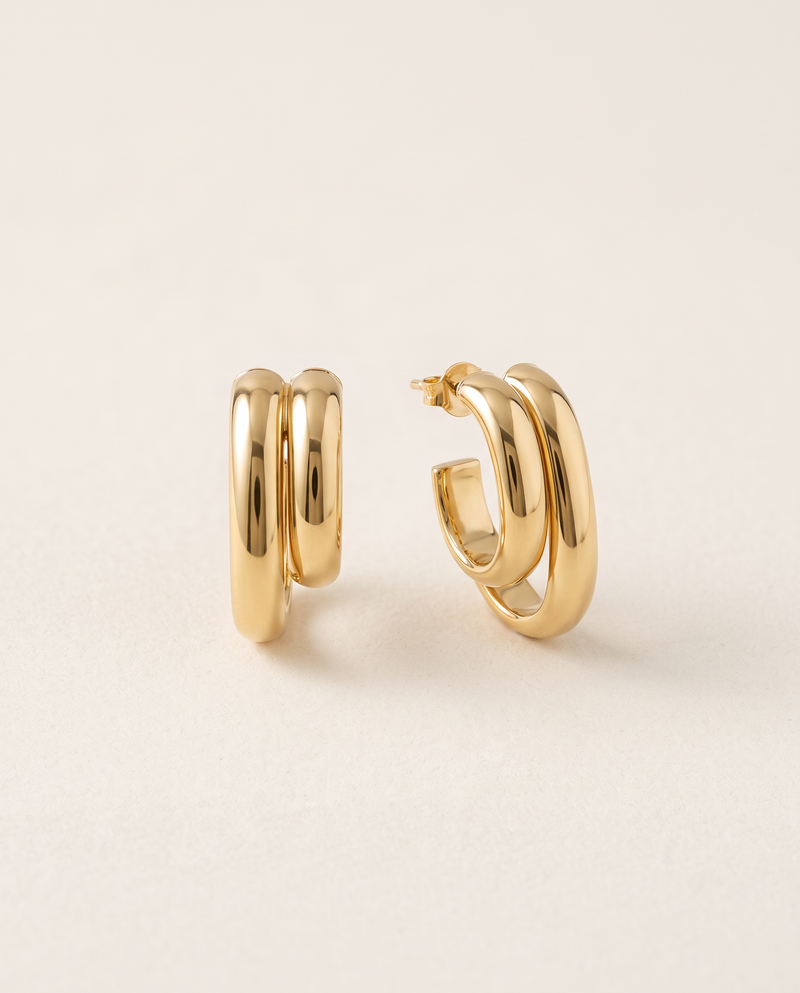 Doppel-Creolen 17 mm aus 750er Gold – Ansicht 2