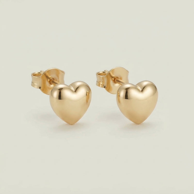 Kleine Herz-Ohrstecker aus 750er Gold – Ansicht 2