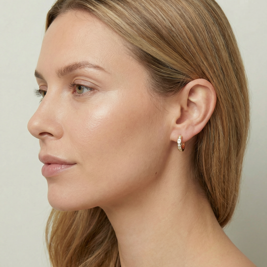 750 Gold Creolen mit Zirkonia 11,5 mm – 18K Gelbgold Creolen Ohrringe